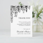 Black White Tree Branch Bereavement Funeral Bedankkaart (Staand voorkant)