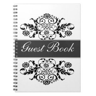 Black White Trendy Artistic Classic Damask Journal Notitieboek