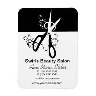 Black White Trendy Beauty Salon Magneet