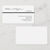 Black White Trendy Handwriting Plain Modern Visitekaartje (Voorkant / Achterkant)