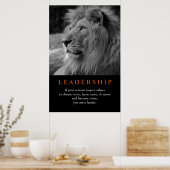 Black & White Trendy Motivatie Leadership Lion Poster (Keuken)
