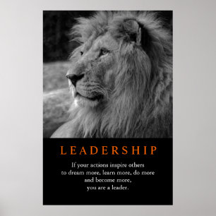 Black & White Trendy Motivatie Leadership Lion Poster