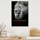 Black White Trendy Motivatie Leadership Lion Poster (Keuken)