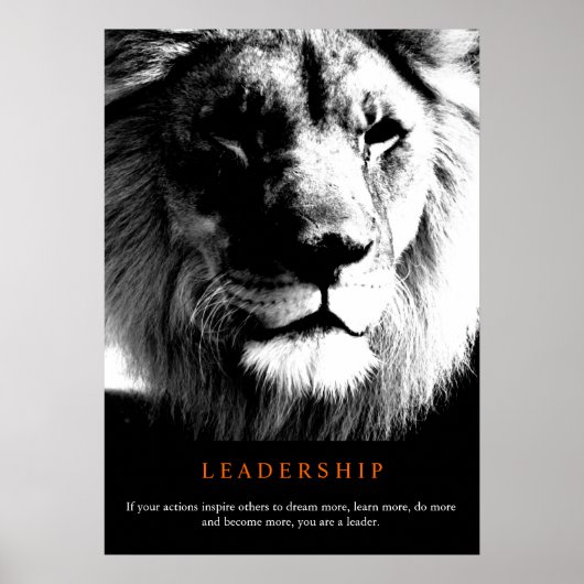 Black & White Trendy Motivatie Leadership Lion Poster (Voorkant)