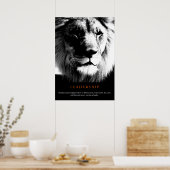 Black & White Trendy Motivatie Leadership Lion Poster (Keuken)