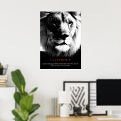 Black & White Trendy Motivatie Leadership Lion Poster (Thuiskantoor)