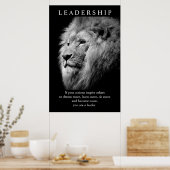 Black White Trendy Motivatie Leadership Lion Poster (Keuken)