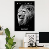Black White Trendy Motivatie Leadership Lion Poster (Thuiskantoor)