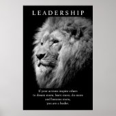 Black White Trendy Motivatie Leadership Lion Poster (Voorkant)