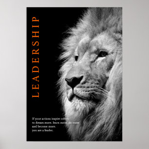 Black & White Trendy Motivatie Leadership Lion Poster