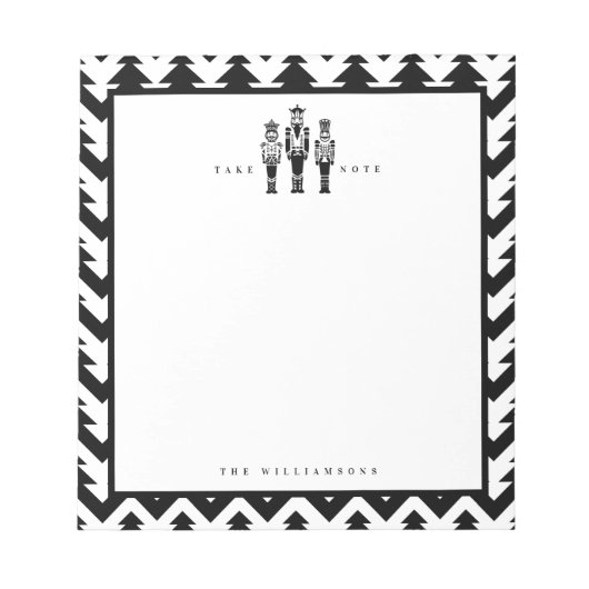 Black White Trendy Nutcracker Geometric Kerstmis Notitieblok (Voorkant)
