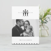 Black & White Trendy Nutkraker Fotokerstmis Feestdagenkaart (Staand voorkant)