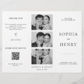 Black White Tri Fold Wedding Program QR Code Flyer (Voorkant)