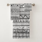 Black White Tribal African Pattern Bad Handdoek (Insitu)
