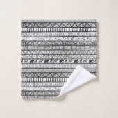 Black White Tribal African Pattern Bad Handdoek (Wasdoekje)