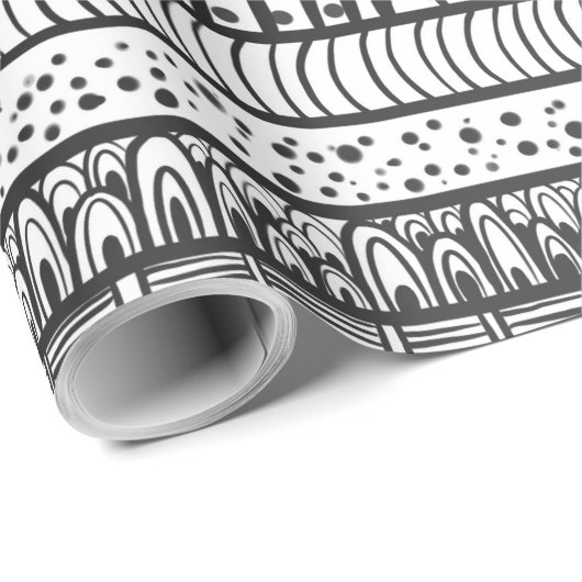 Black White Tribal African Pattern Cadeaupapier (Rol Hoek)