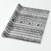 Black White Tribal African Pattern Cadeaupapier (Uitgerold)
