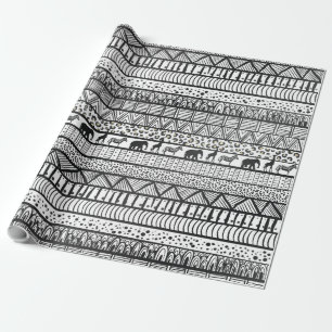 Black White Tribal African Pattern Cadeaupapier