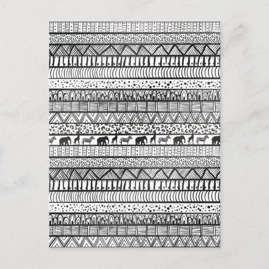 Black White Tribal African Pattern Feestdagenkaart (Voorkant)