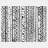 Black White Tribal African Pattern Fleece Deken (Voorkant (Horizontaal))