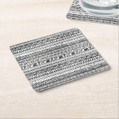 Black White Tribal African Pattern Kartonnen Onderzetters (Schuin)