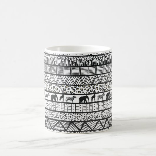 Black White Tribal African Pattern Koffiemok (Center)