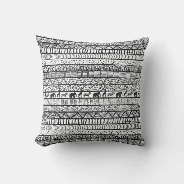 Black White Tribal African Pattern Kussen (Voorkant)