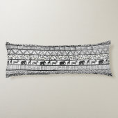 Black White Tribal African Pattern Lichaamskussen (Achterkant)