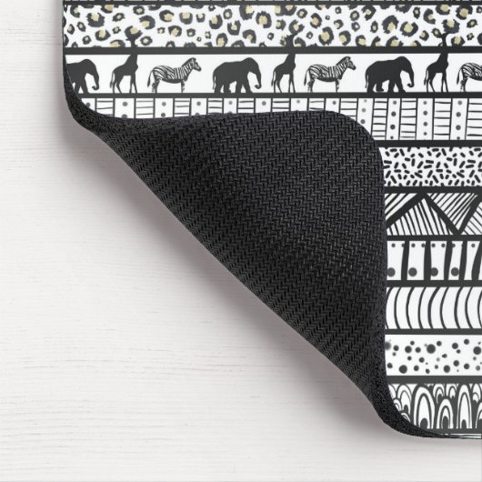 Black White Tribal African Pattern Muismat (Hoek)