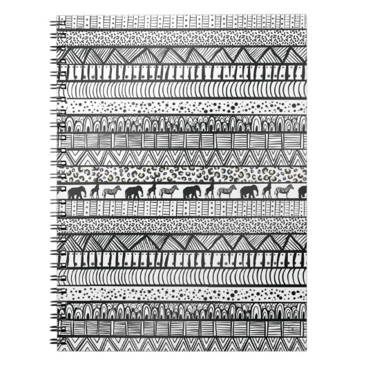 Black White Tribal African Pattern Notitieboek (Voorkant)