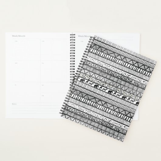Black White Tribal African Pattern Planner (Display)