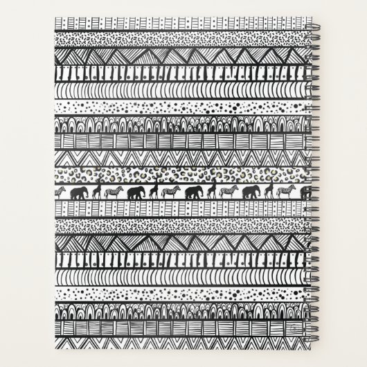 Black White Tribal African Pattern Planner (Achterkant)