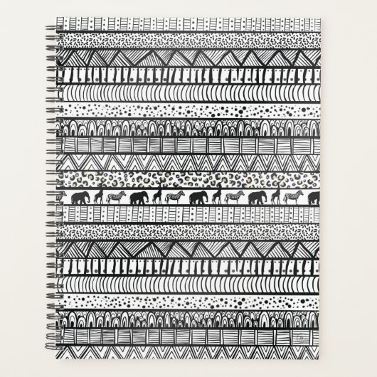 Black White Tribal African Pattern Planner (Voorkant)