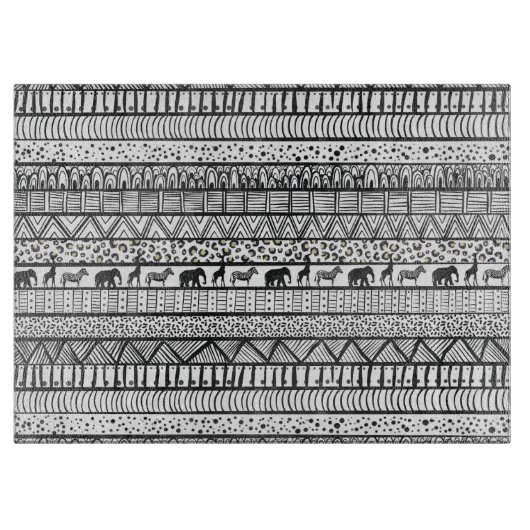 Black White Tribal African Pattern Snijplank (Voorkant)