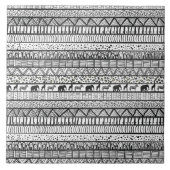 Black White Tribal African Pattern Tegeltje (Voorkant)