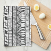 Black White Tribal African Pattern Theedoek (Quarter Fold)