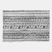 Black White Tribal African Pattern Theedoek (Horizontaal)