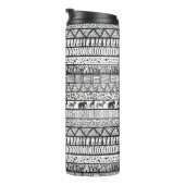 Black White Tribal African Pattern Thermosbeker (Geroteerd rechts)