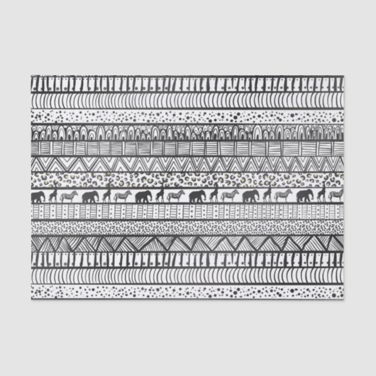 Black White Tribal African Pattern Tissuepapier (Voorkant)