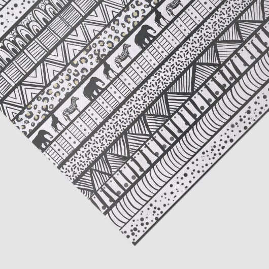 Black White Tribal African Pattern Tissuepapier (Detail)