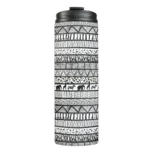 Black White Tribal African Pattern Trendy Design Thermosbeker