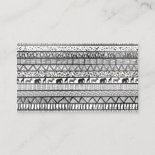 Black White Tribal African Pattern Visitekaartje