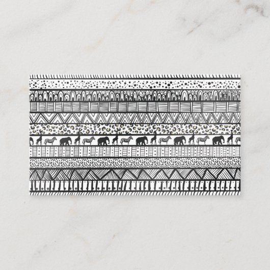 Black White Tribal African Pattern Visitekaartje (Voorkant)