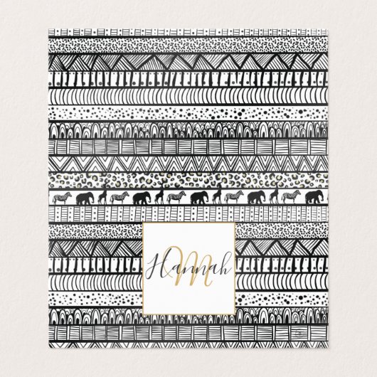 Black White Tribal African Pattern Visitekaartje (Buitenkant ongevouwen)