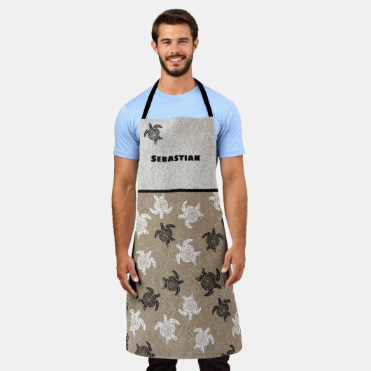 Black White Tribal Art Turtle Pattern Schort (Gedragen)