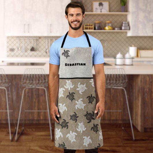 Black White Tribal Art Turtle Pattern Schort