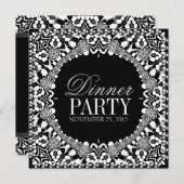 Black White Tribal Fusion Dinner Party Invitation Kaart (Voorkant / Achterkant)