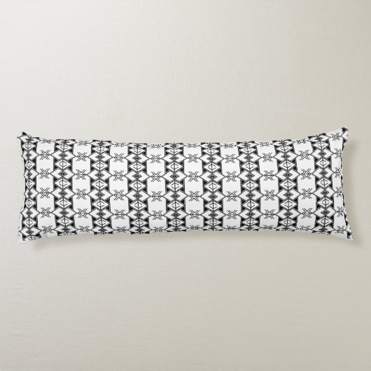 Black & White Tribal Geometric  Lichaamskussen (Achterkant)