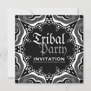 Black White Tribal Medieval Gothic Party Kaart
