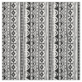 Black White Tribal stripe print fabric Stof